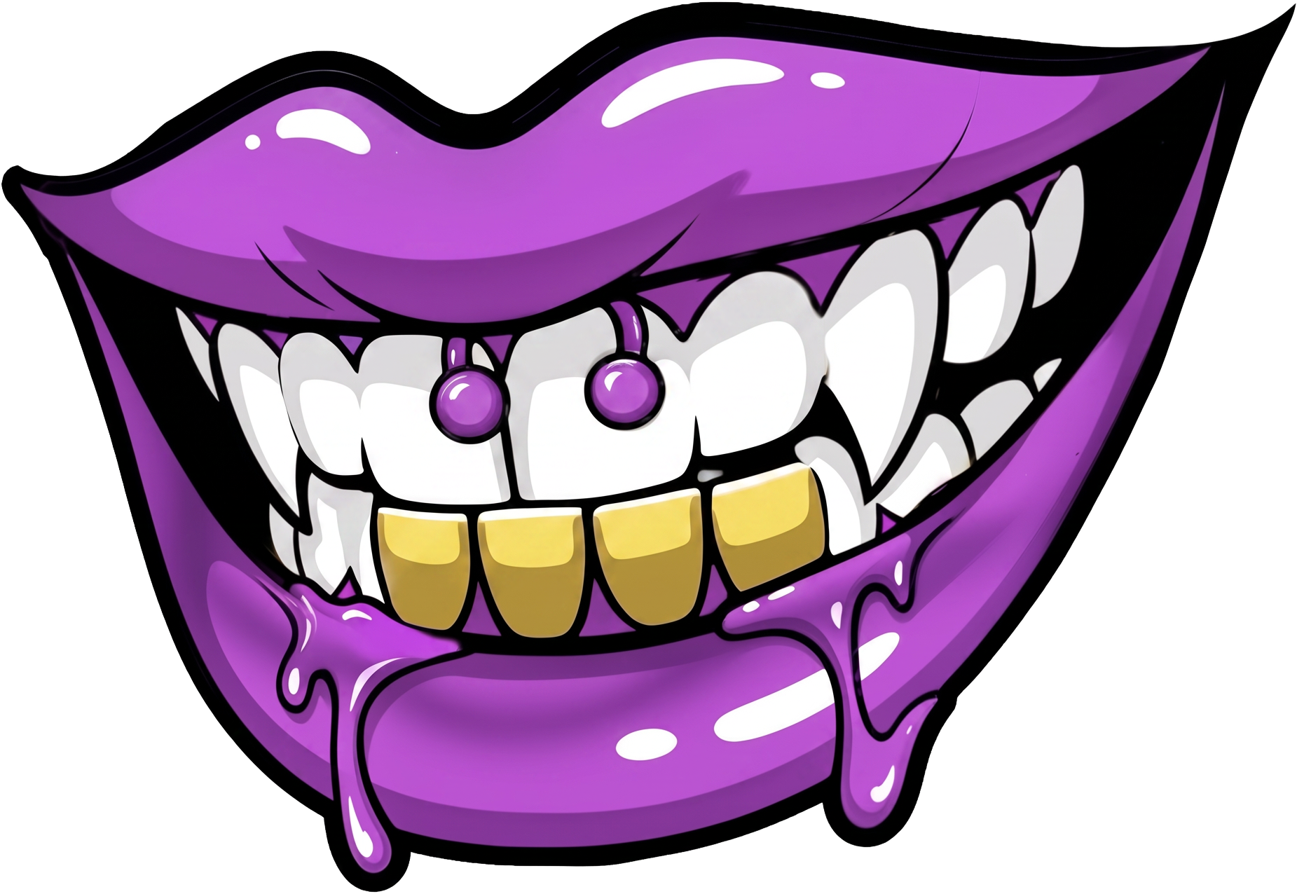 Logo de marca cliente — labios con dientes de oro