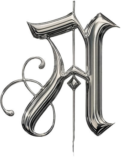 Logo de marca cliente — monograma cromado